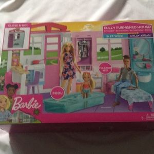 NIB Fully Furnished Barbie House,furniture & Accessories!